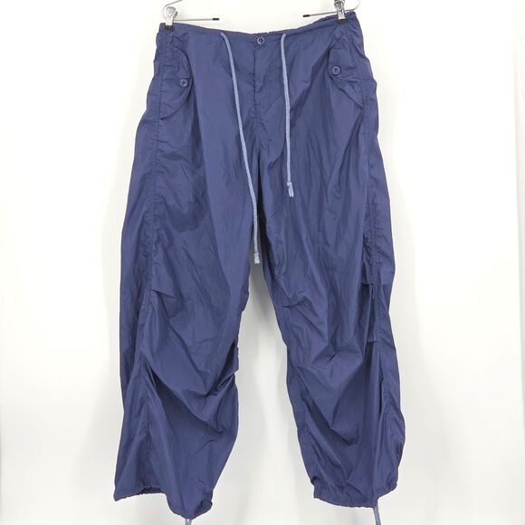 Edikted Rian Cargo Pants Womens Size Medium Large Blue Nylon Club Rave Gorpcore - Picture 1 of 11